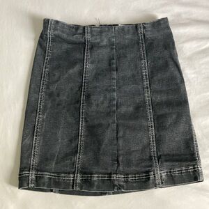 Black denim mini skirt